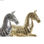 Figurka Dekoracyjna DKD Home Decor 34 x 9,5 x 33,5 cm Koń Srebrzysty Złoty (2 Sz - 2