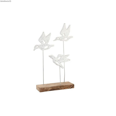 Figurka Dekoracyjna DKD Home Decor Brązowy Biały Żelazo Drewno mango Ptaki (32 x