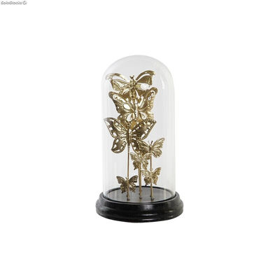 Figurka Dekoracyjna DKD Home Decor Szkło Czarny Złoty Metal Motyle (18,5 x 18,5