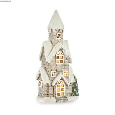 Figurka Dekoracyjna Dom Boże Narodzenie Światło LED Muzyka Szary Biały Kolor Zie