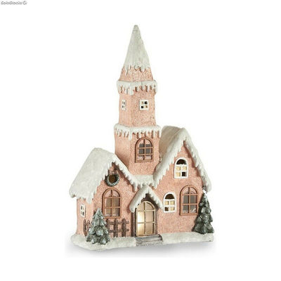 Figurka Dekoracyjna Dom Boże Narodzenie Światło LED Różowy Biały Brązowy Kolor Z