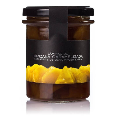 Fine couche du Pomme Caramelisé avec Huile d&#39;olive virgin extra