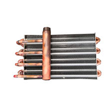 Finned hydrophilic foil evaporator for copper tube condenser for fuel furnace