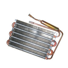 Finned hydrophilic foil evaporator for copper tube condenser for small refrigera