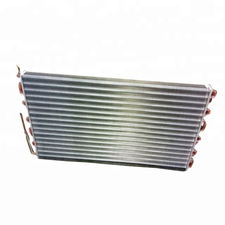 Finned hydrophilic foil evaporator for copper tube condenser of heat exchanger