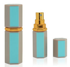 Flacon de parfum hexagone bleu+beig o-pp (5 ml)
