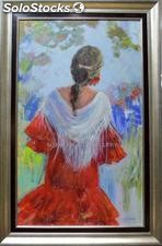 Flamenca | Pinturas de figuras de mujer en óleo sobre tabla