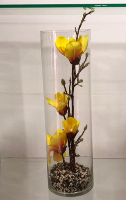 Fleur artificielle Jaune Cylindre en verre