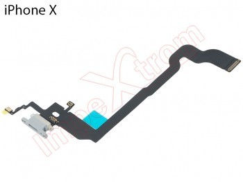 Flex con conector de carga gris / plata con micrófono inferior para Iphone X, - Foto 2