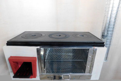 Fogão a lenha ecológico modelo Ecoforno, com forno em aço inox, porta de vidro - Foto 4