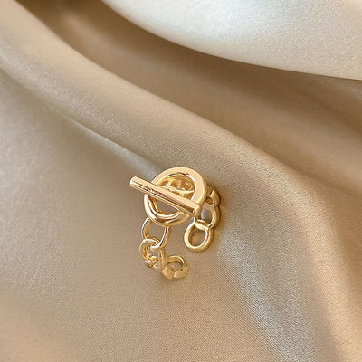 Forma de corrente, anéis de moda feminina banhado a ouro