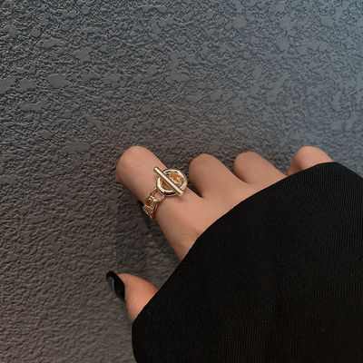 Forma de corrente, anéis de moda feminina banhado a ouro - Foto 2