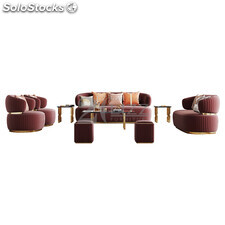 Foshan Salon Furniture Luxury Curved Furniture Italian Living Room Velvet Cheste