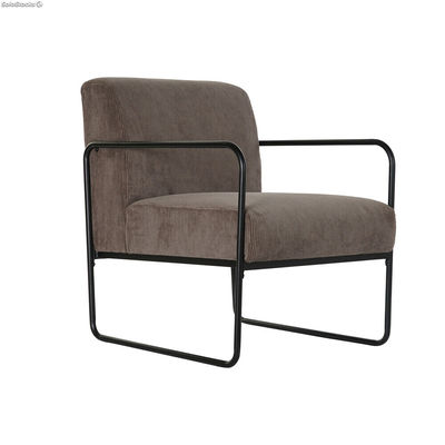 Fotel DKD Home Decor Czarny Brązowy Poliester Żelazo (64 x 74 x 79 cm)
