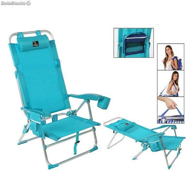 Fotel plażowy Aluminium Niebieski (74 x 61 x 31 cm)