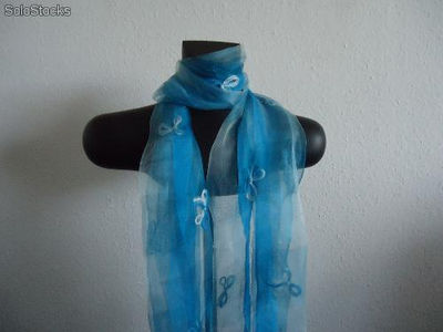 Foulard Zefir &amp;quot;Un zest d&amp;#39;été&amp;quot; bleu avec garniture de noeuds assortie - Photo 2