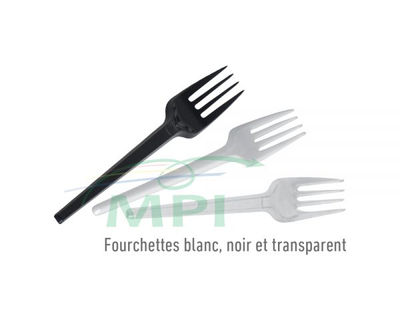 Fourchettes blanc, noir et transparent