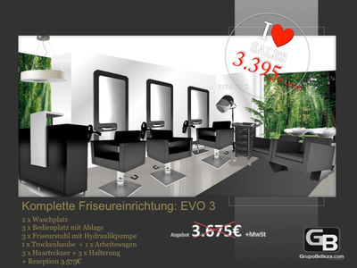 Friseurmöbel, Sparset komplett: Friseureinrichtung Evo - Jetzt für 3.395€!