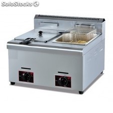 Friteuse 7+7 litres a gaz 2 cuves snack