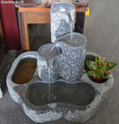 Fuente para jardín de piedra tallada fuente decorativa de agua 70x60x60cm