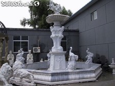 Fuentes de agua de granito decorativa, fuentes de piedra tallada para exteriores