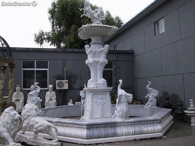 Fuentes de agua de granito decorativa, fuentes de piedra tallada para exteriores