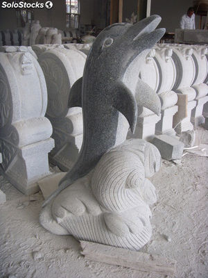 Fuentes de agua de granito Delfín / fuentes decorativas de piedra de agua