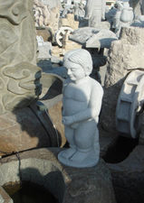 Fuentes de agua de granito tallado Niño H30cm
