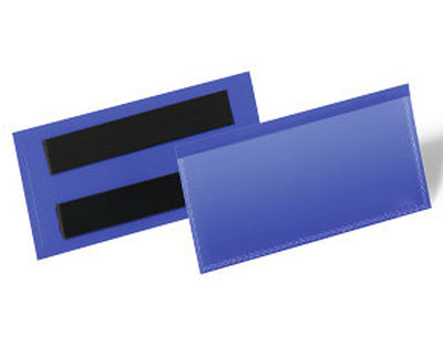 Funda durable magnetica 100x38 mm plastico azul ventana transparente pack de 50 - Foto 2