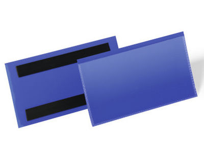 Funda durable magnetica 150x67 mm plastico azul ventana transparente pack de 50 - Foto 2