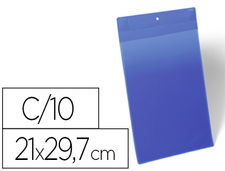 Funda durable magnetica 210x297 mm plastico azul ventana transparente pack de 10