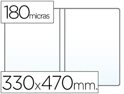 Funda portadocumento q-connect folio doble 180 micras pvc transparente 330X470MM