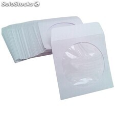 Fundas de papel blancas para CD-DVD-BluRay (50 uds) con ventana transparente