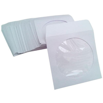 Fundas de papel blancas para CD-DVD-BluRay (50 uds) con ventana transparente