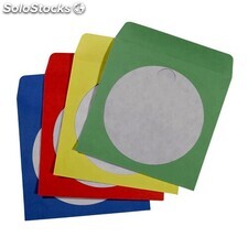 Fundas de papel de colores para CD-DVD-BluRay (100 uds) con ventana transparente