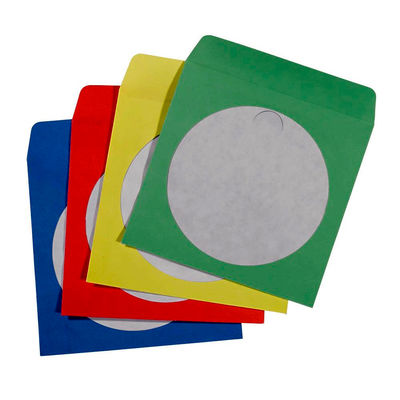 Fundas de papel de colores para CD-DVD-BluRay (100 uds) con ventana transparente