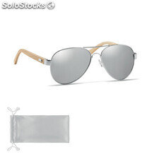 Gafas de sol de bambú en bolsa plata brillo MIMO6450-17