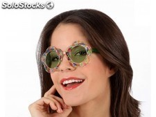 Gafas de sol verdes hippie flores 14X6CM