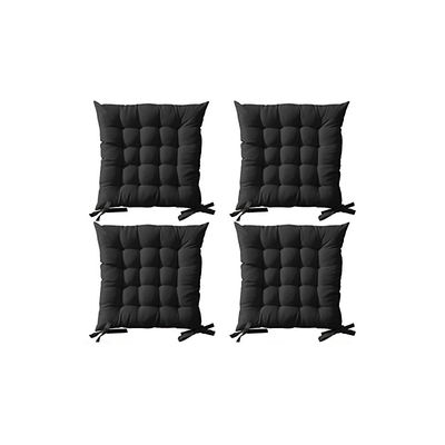 Galette de chaise matelassée - lot de 4 - 40 x 40 cm - noir