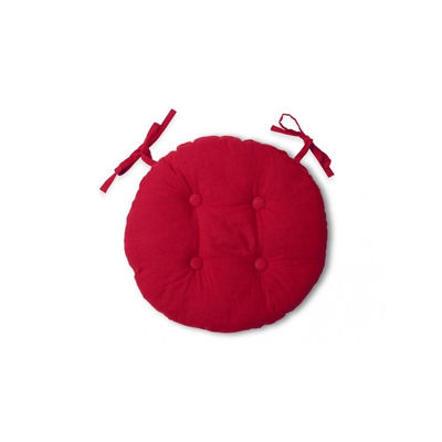 Galette de chaise ronde capitonnée panama en coton - d 40 cm - rouge