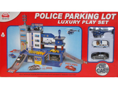 Garaże samochody policja 2 resoraki helikoptery