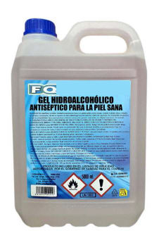Garrafa 5 l. Gel hidroalcohólico 75% alcohol con autorización sanitaria
