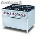 Gas cooker - mod. cf6/912ge - n. 6 burners - gn 3/1 electric static oven -