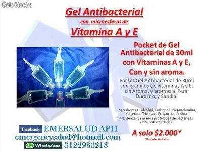 Gel Antibacterial con Microesferas de Vitaminas a y e
