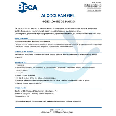 Gel hidroalcohólico higienizante AlcoClean de 500ml - Caja 24 unidades - Foto 5