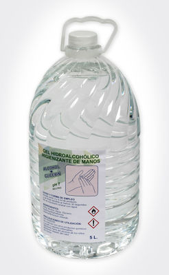 Gel hidroalcoholico sanitario para desinfeccion de manos envase de 5 litros