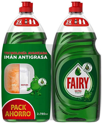 Gel lavavajillas a mano Fairy Ultra Original 780 ml + 780 ml (Pack de 2)