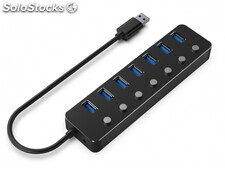 Gembird 7-port usb 3.1 Gen 1 hub with switches juodas uhb-U3P7P-01