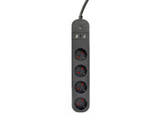 Gembird Smart Powerstrip USB Ladegerät 4 Steckdosen Schwarz TSL-PS-S4U-01