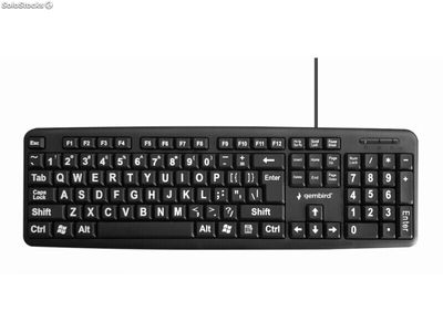Gembird Standard-Tastatur mit BIG-Buchstaben, US-Layout,schwarz - KB-US-103